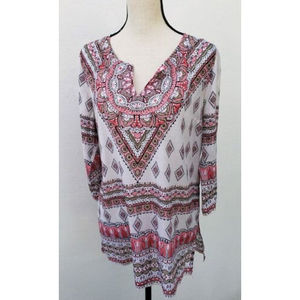 Tommy Bahama Womens Tunic Top Shirt Size Small Pink Floral 3/4 Sleeve NEW